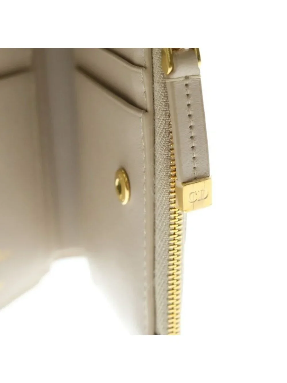 Dior Crystal Wallet Leather Compact Bifold Beige - Picture 5 of 6